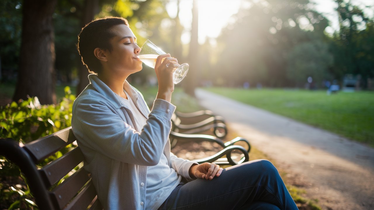 A person drinking water 