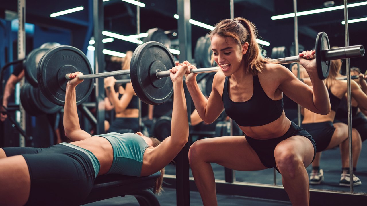 Two people working out together 