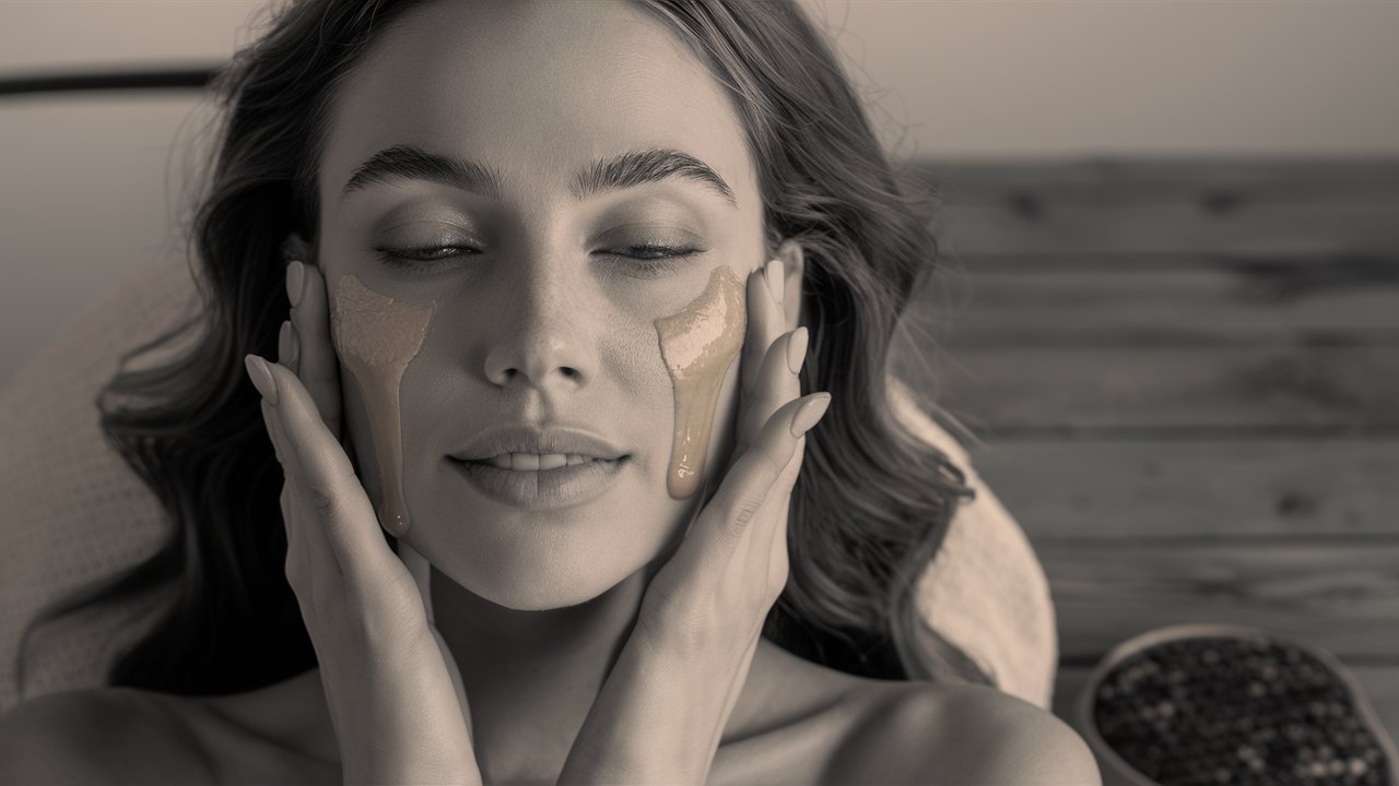 A girl applying sunscreen