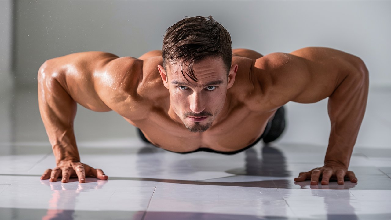 A man doing push-ups 