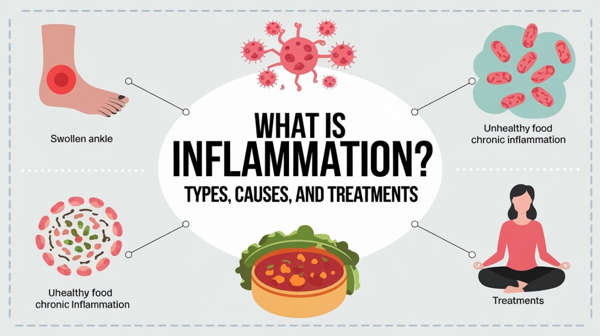 This is an image for topic What Is Inflammation? Types, Causes, and Treatments