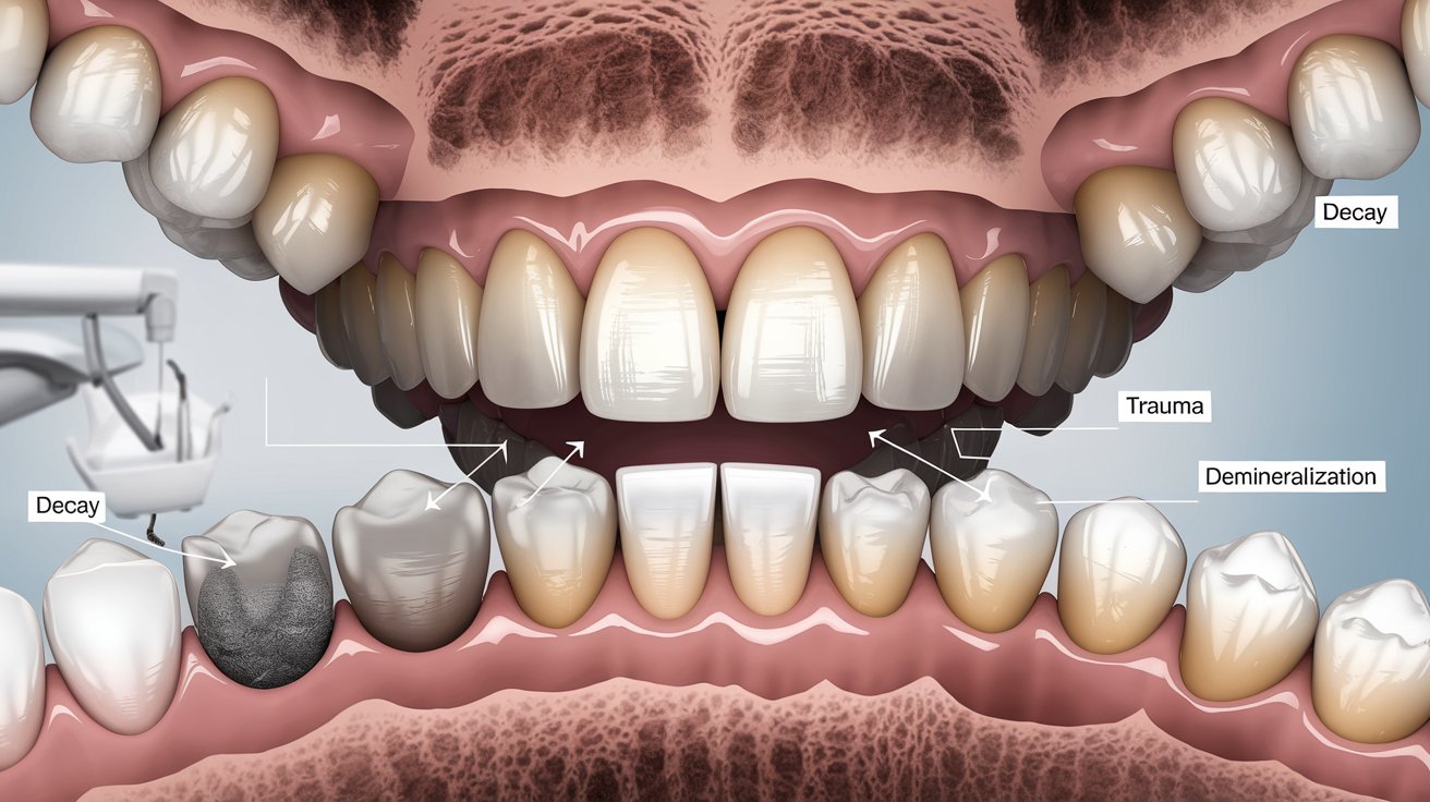 Discover factors behind white and yellow tooth shades.