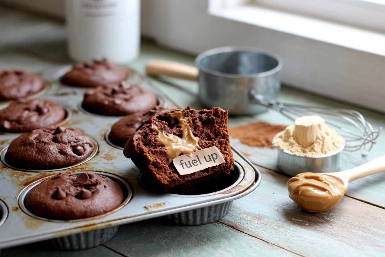 Chocolate Peanut Butter Protein Muffins