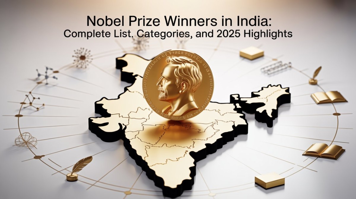 This is an image for topic Nobel Prize Winners in India: Complete List, Categories, and 2025 Highlights