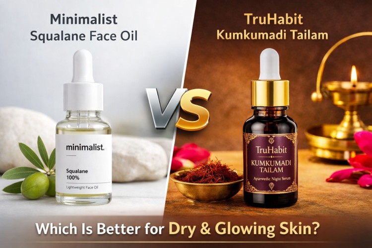 Minimalist Squalane Face Oil vs TruHabit Kumkumadi Tailam – Which Is Better for Dry & Glowing Skin?