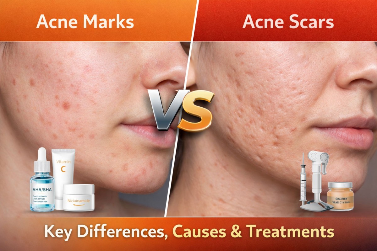 This is an image for topic Acne Marks vs Acne Scars: Key Differences, Causes & Treatments