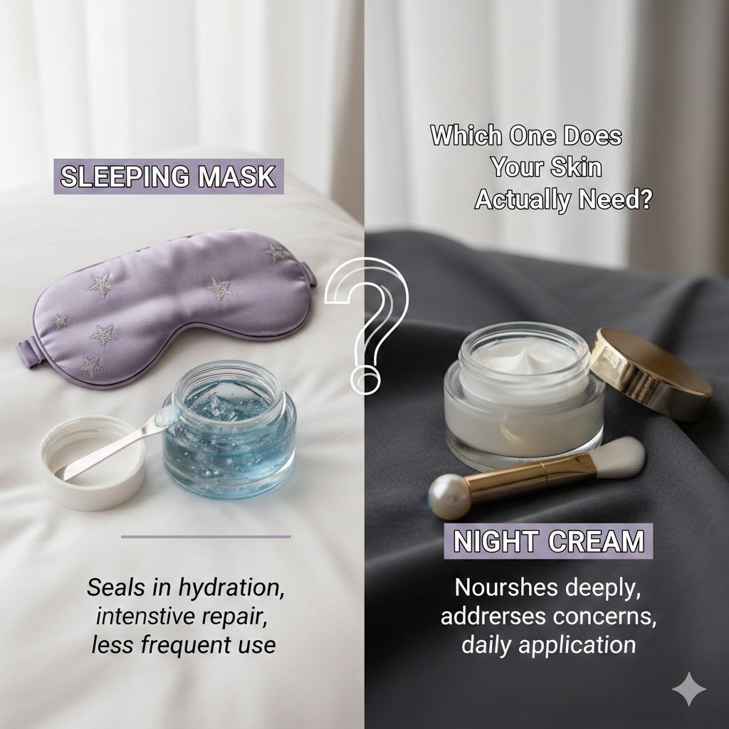 This is an image for topic Sleeping Mask vs Night Cream: Which One Does Your Skin Actually Need?