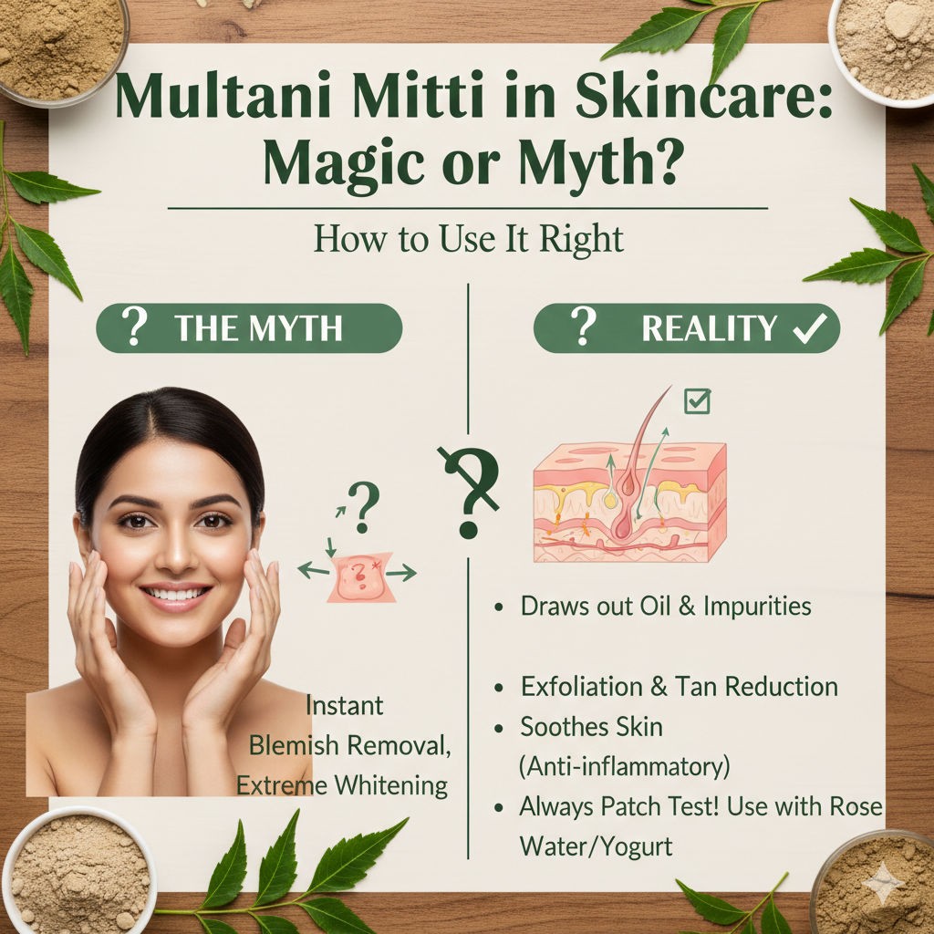 This is an image for topic Multani Mitti in Skincare: Magic or Myth? How to Use It Right