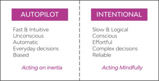 Difference between autopilot and intentional behaviour