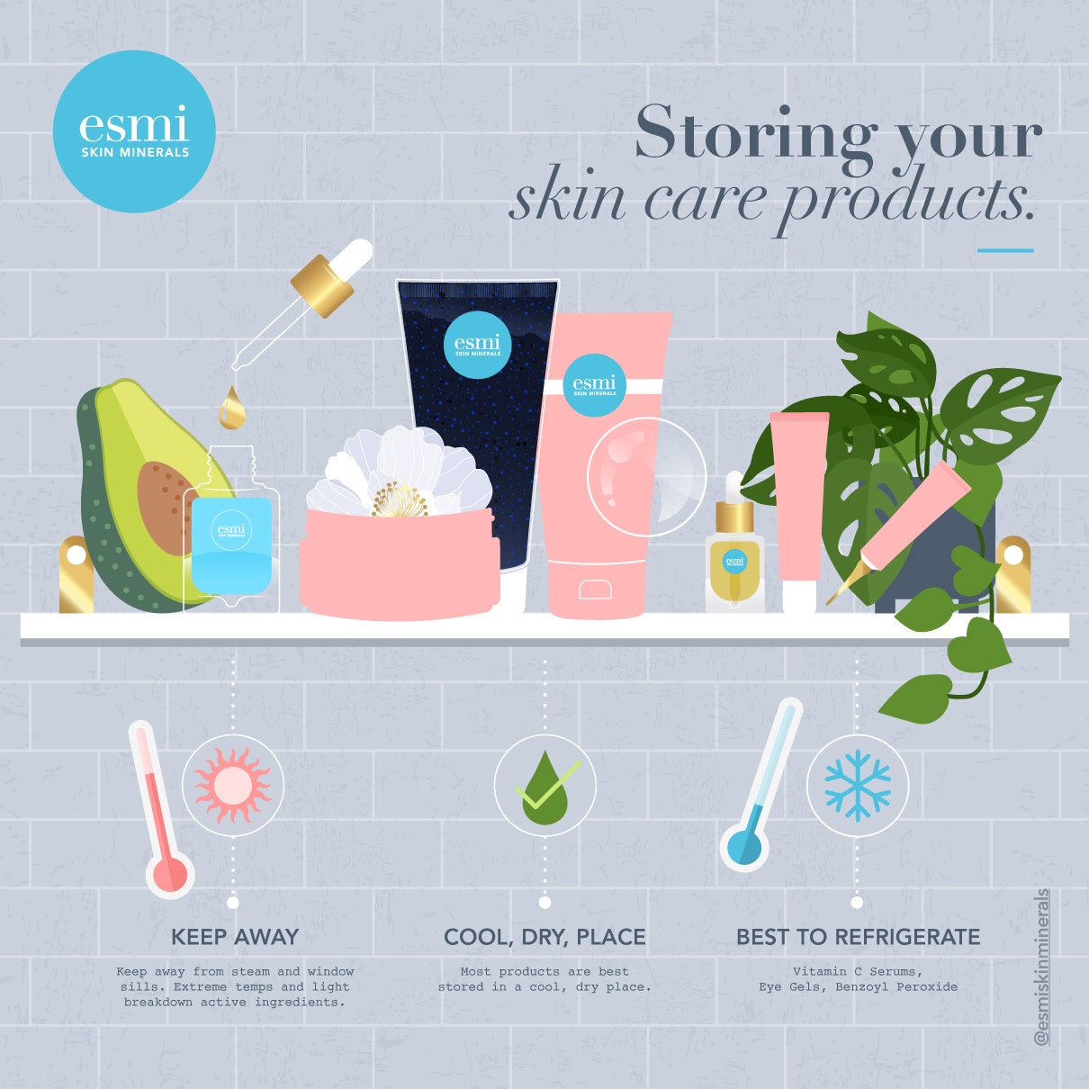 Suggestions for skin care products storage 