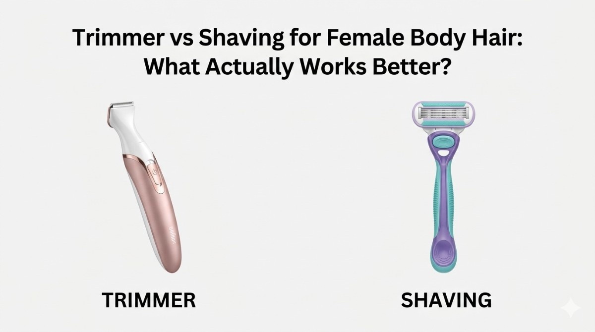 This is an image for topic Trimmer vs Shaving for Female Body Hair: What Actually Works Better?