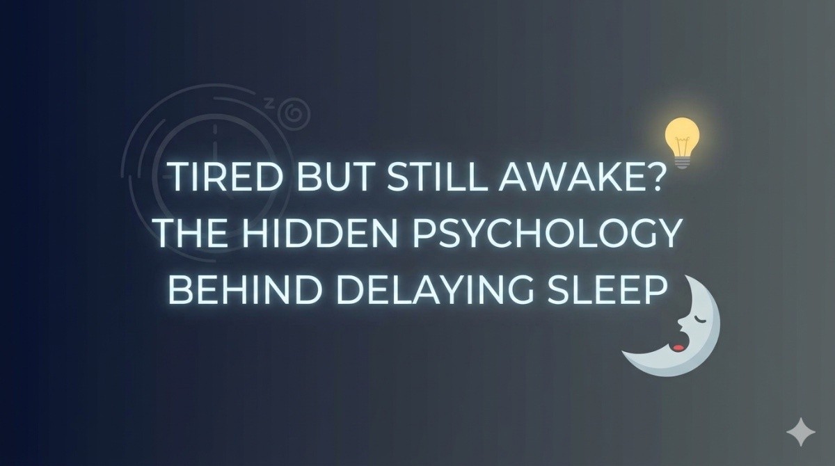 This is an image for topic Tired But Still Awake? The Hidden Psychology Behind Delaying Sleep