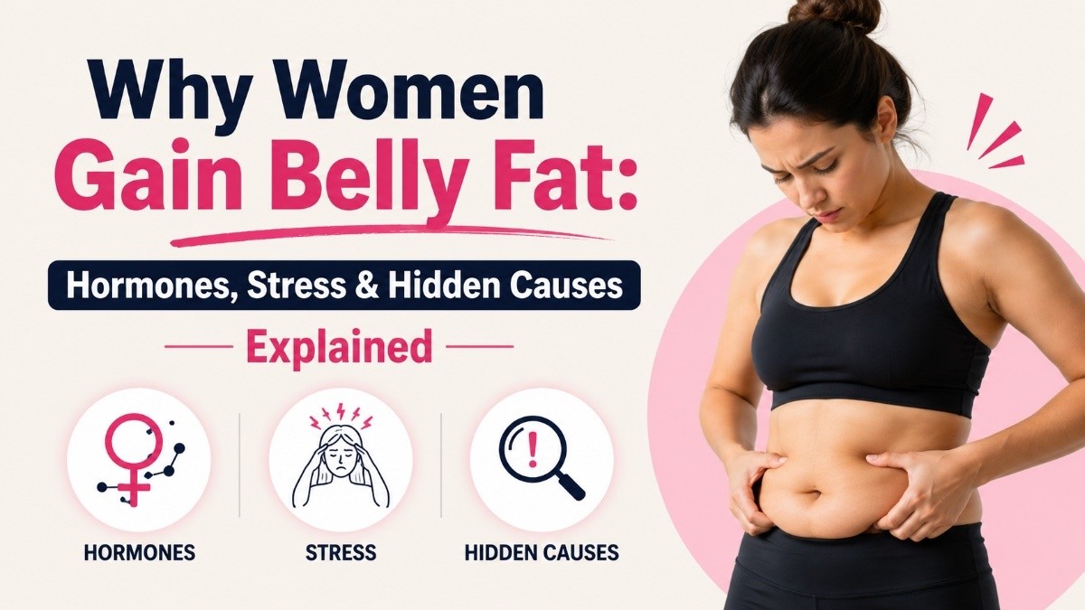 This is an image for topic Why Women Gain Belly Fat: Hormones, Stress & Hidden Causes Explained